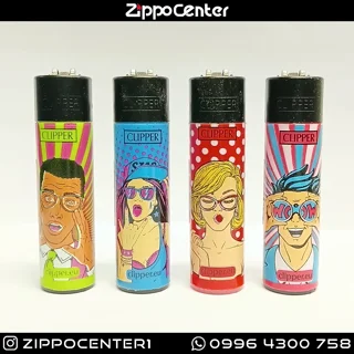 فندک کلیپر مدل Pop Art Faces مجموعه ۴ عددی