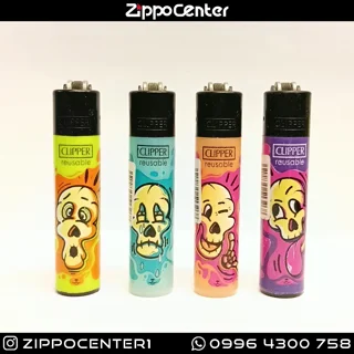 فندک کلیپر مدل Happy skulls مجموعه ۴ عددی